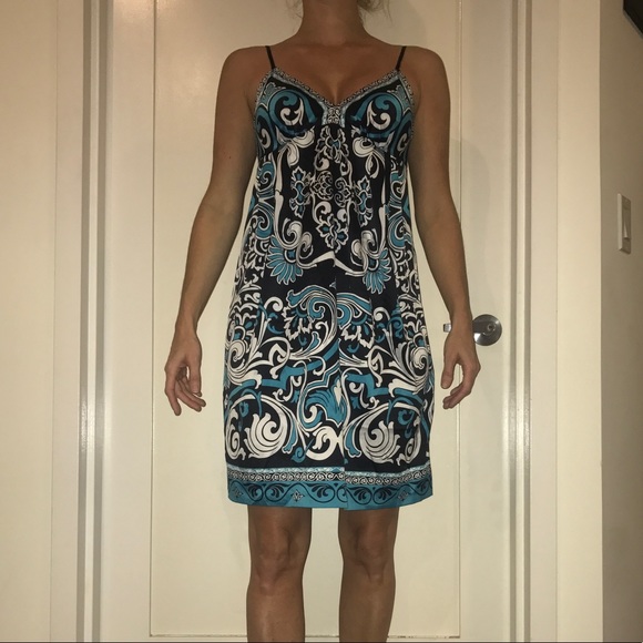 I.C.E BLUE HANDKERCHIEF PAISLEY PATTERN DRESS - Picture 1 of 5